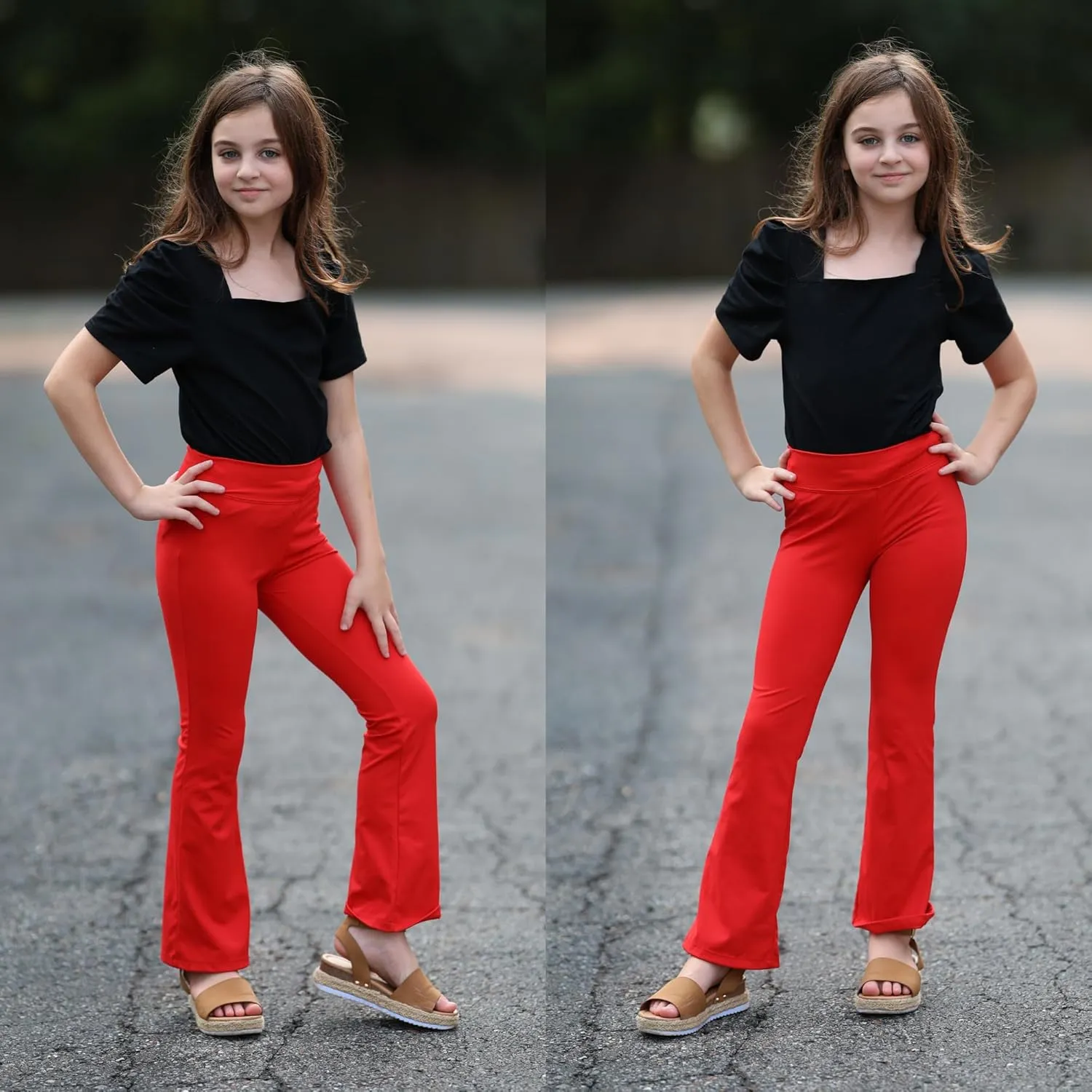 BIG ELEPHANT Girls Flare Leggings Kids Bell Bottoms High Waisted Bootcut Yoga Dance Flared Pants