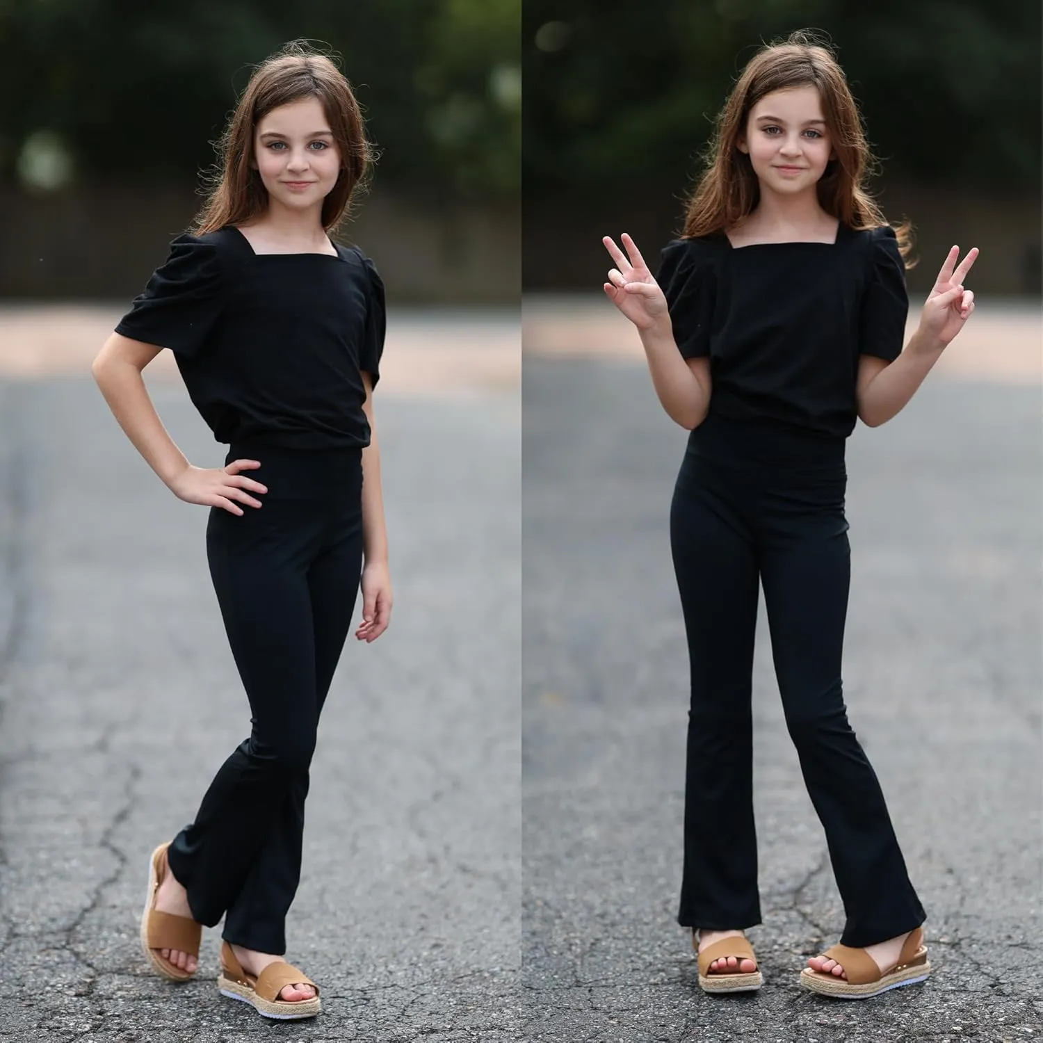 BIG ELEPHANT Girls Flare Leggings Kids Bell Bottoms High Waisted Bootcut Yoga Dance Flared Pants