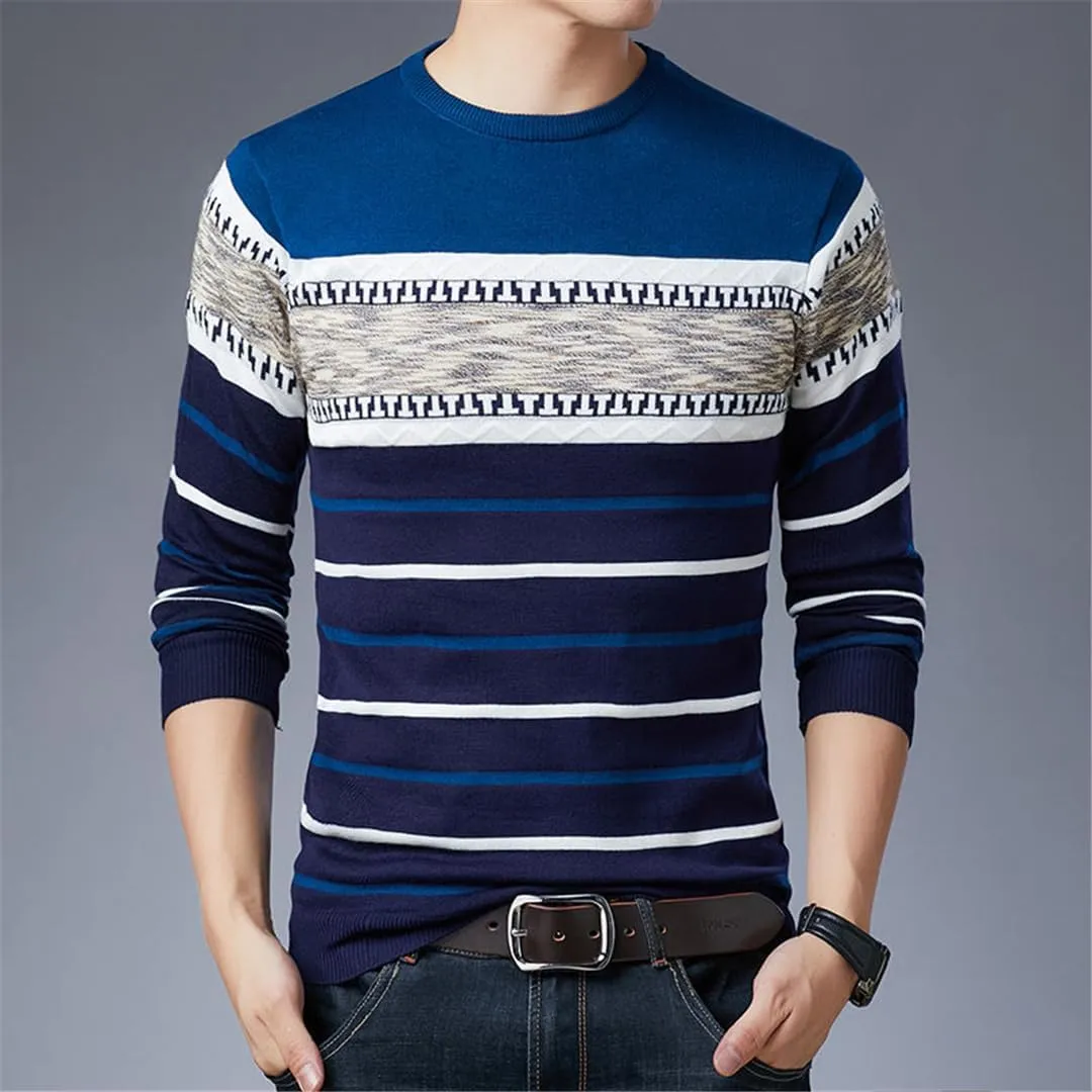 Bollrllr 2023 Men's Casual Long Sleeve Sweater V Neck Knitted Pullover Retro Slim Knitted Sweater
