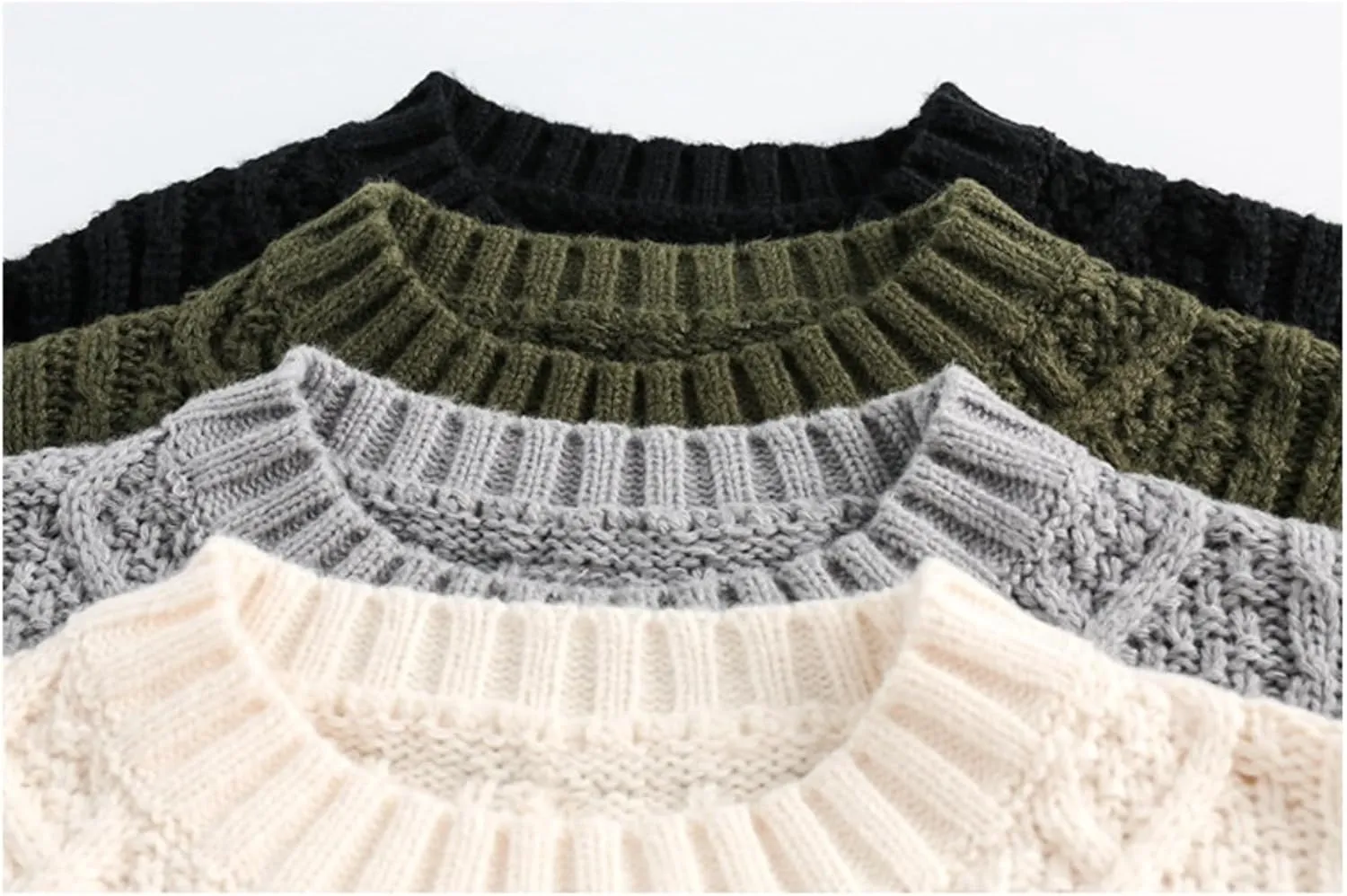 Cable Knit Sweater Women Vintage Chunky Cream Sweater Men Woven Crewneck Knitted Pullover