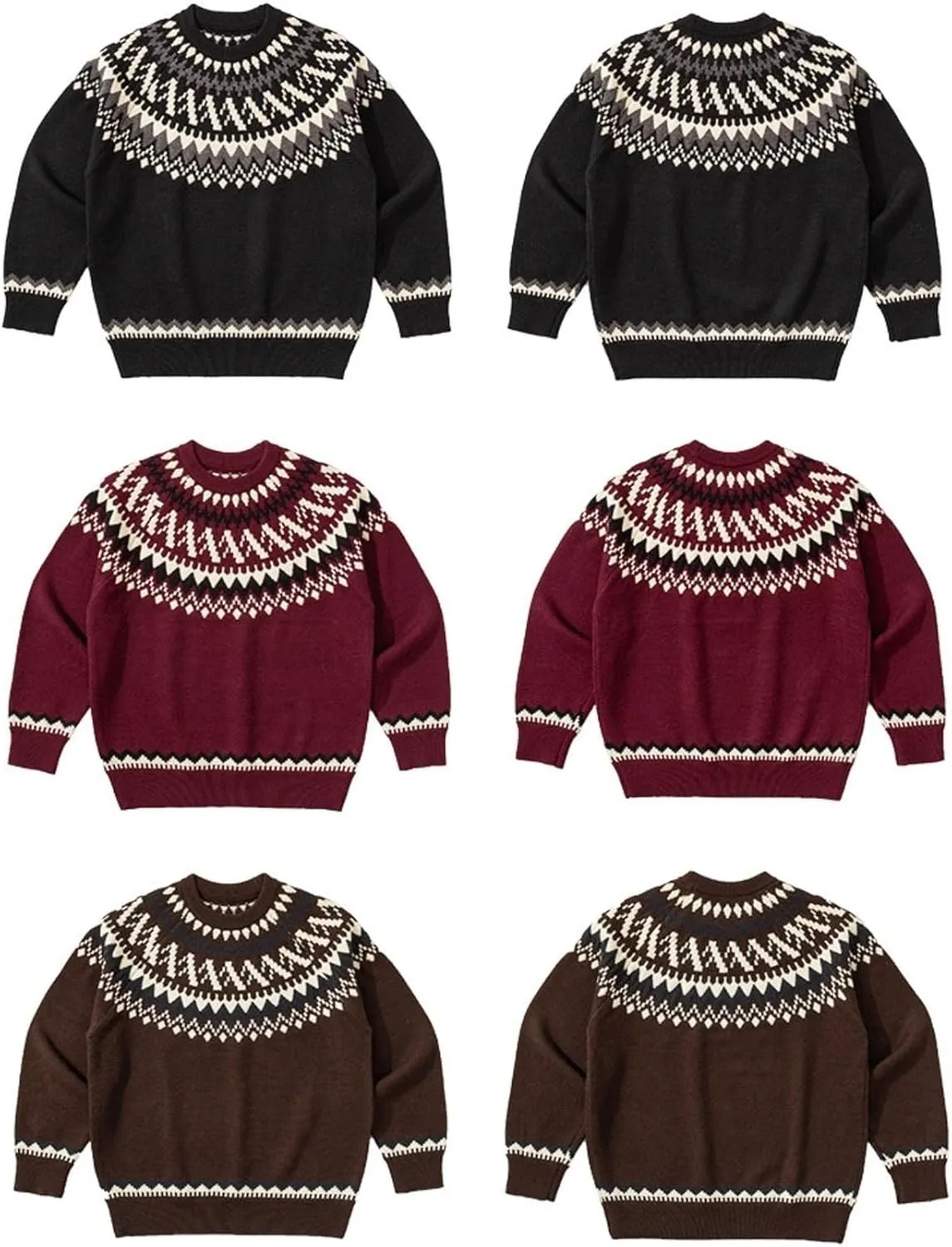 Cable Knit Sweater Women Vintage Chunky Cream Sweater Men Woven Crewneck Knitted Pullover