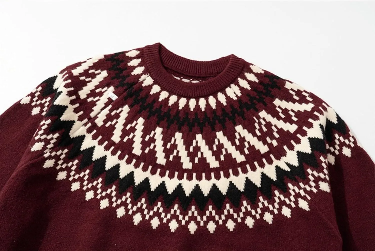 Cable Knit Sweater Women Vintage Chunky Cream Sweater Men Woven Crewneck Knitted Pullover