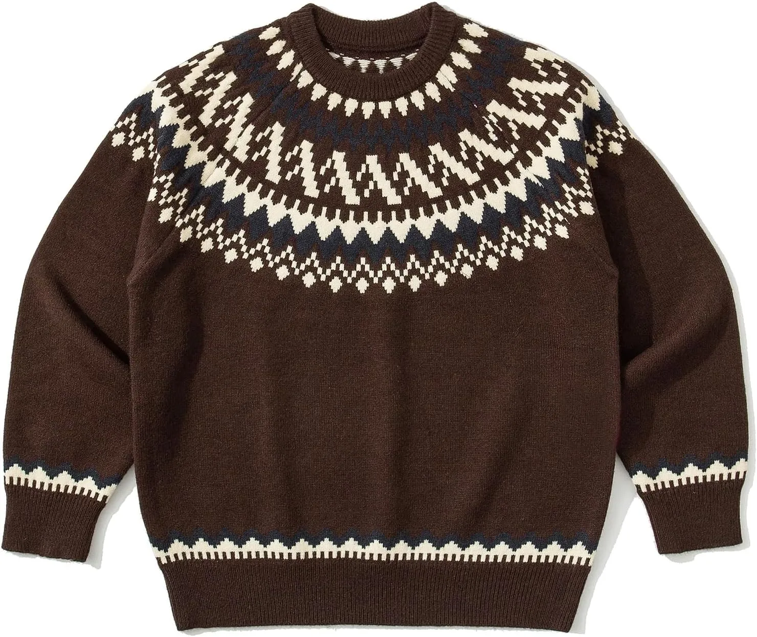Cable Knit Sweater Women Vintage Chunky Cream Sweater Men Woven Crewneck Knitted Pullover