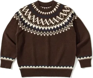 Cable Knit Sweater Women Vintage Chunky Cream Sweater Men Woven Crewneck Knitted Pullover