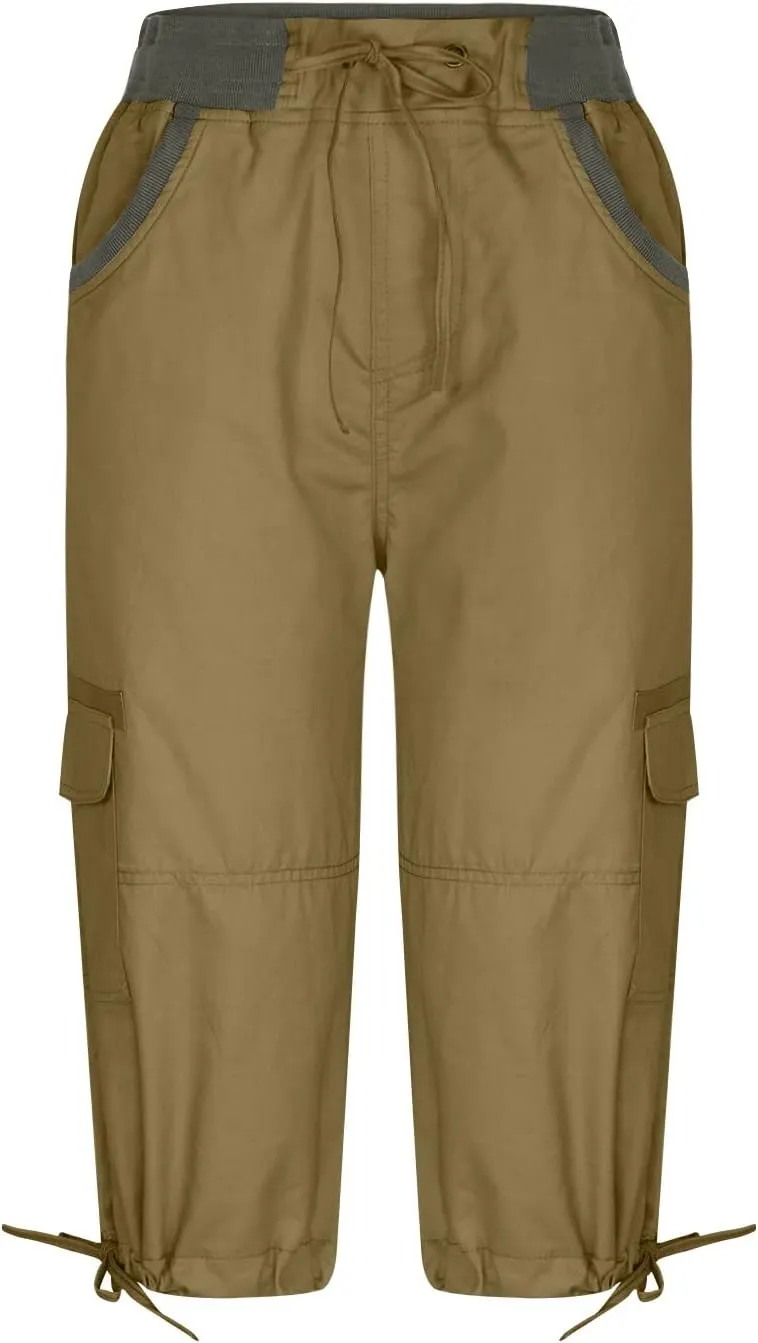 Cargo Capris Pants Womens Casual Low Rise Crop Pants Y2K Teen Girls Joggers Hiking Baggy Pants Outdoor Active Pants