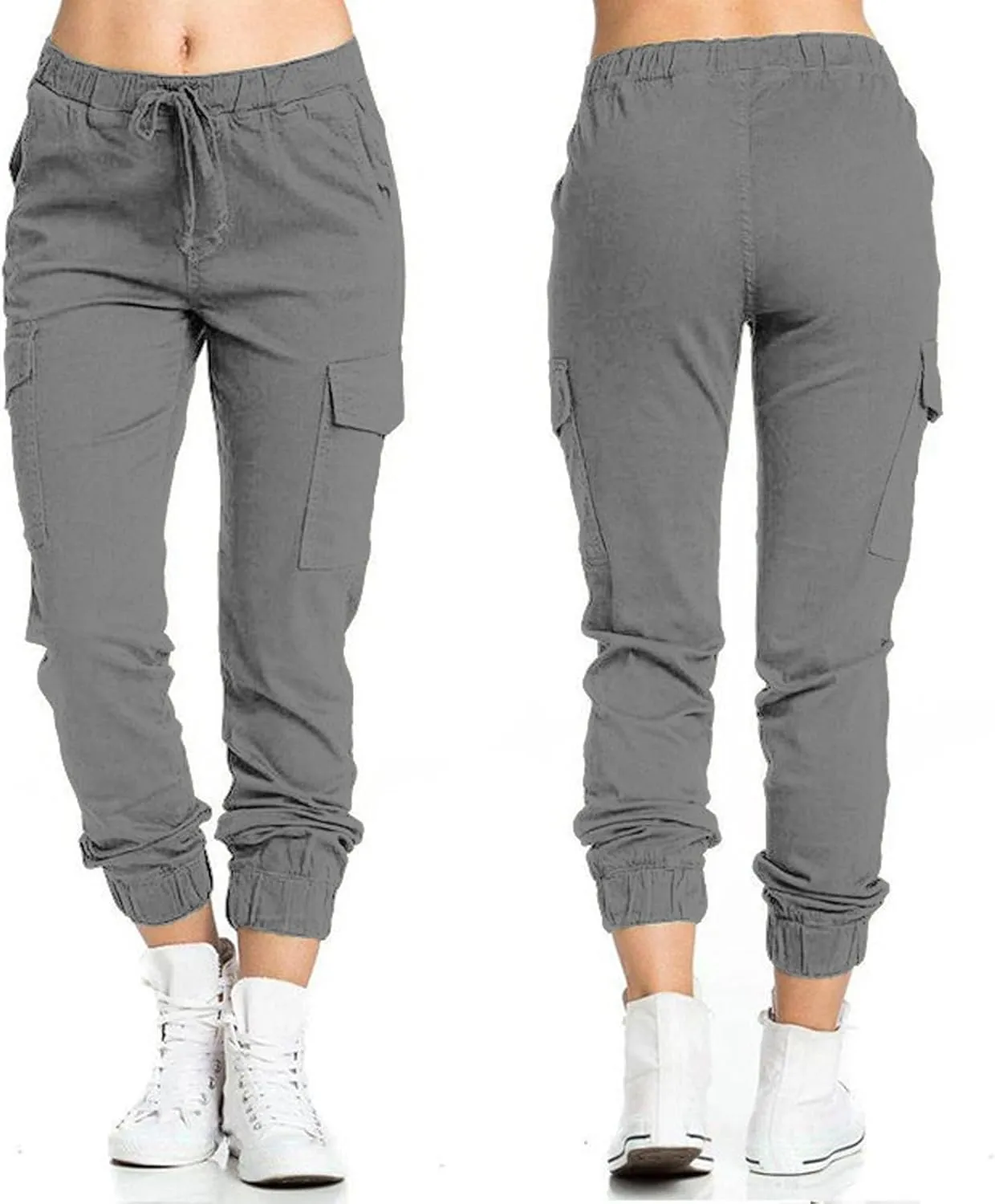 Cargo Joggers for Women Light Weight Stretchy Hiking Pants Drawstring Tapered Cinch Bottom Baggy Cargo Pants