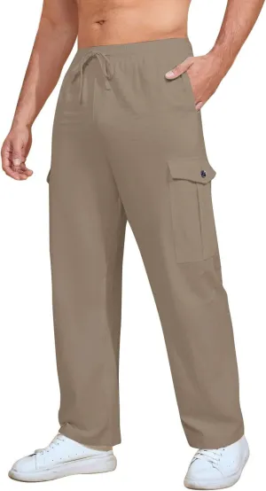 Cargo Pants for Men Lightweight Breathable Pants Water Resistant Wide Leg Stretch Trousers Workout Fishing