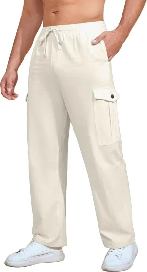 Cargo Pants for Men Lightweight Breathable Pants Water Resistant Wide Leg Stretch Trousers Workout Fishing