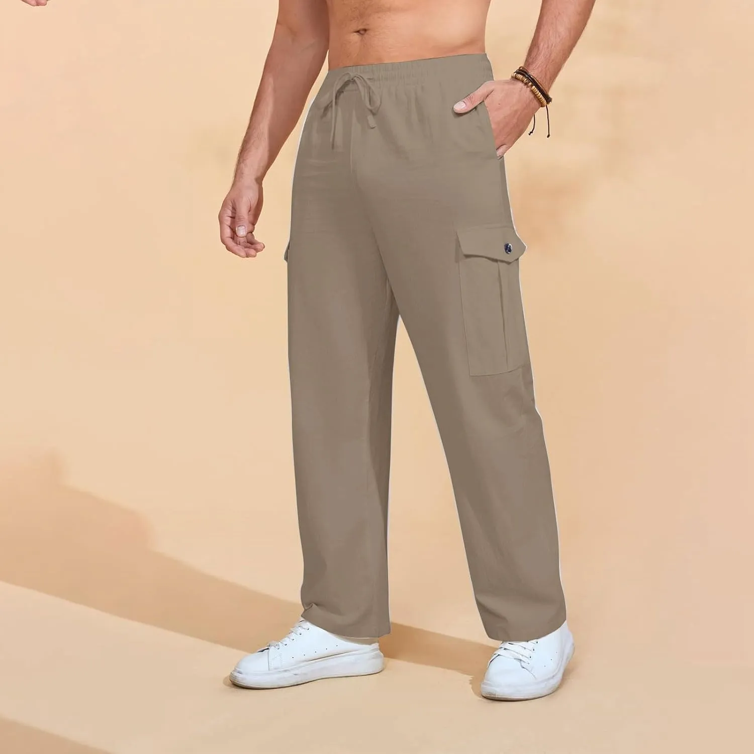 Cargo Pants for Men Lightweight Breathable Pants Water Resistant Wide Leg Stretch Trousers Workout Fishing