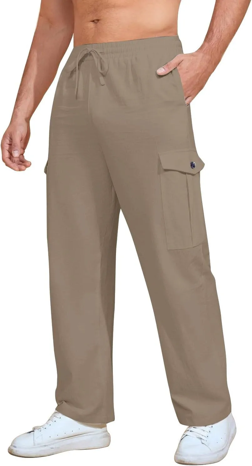 Cargo Pants for Men Lightweight Breathable Pants Water Resistant Wide Leg Stretch Trousers Workout Fishing