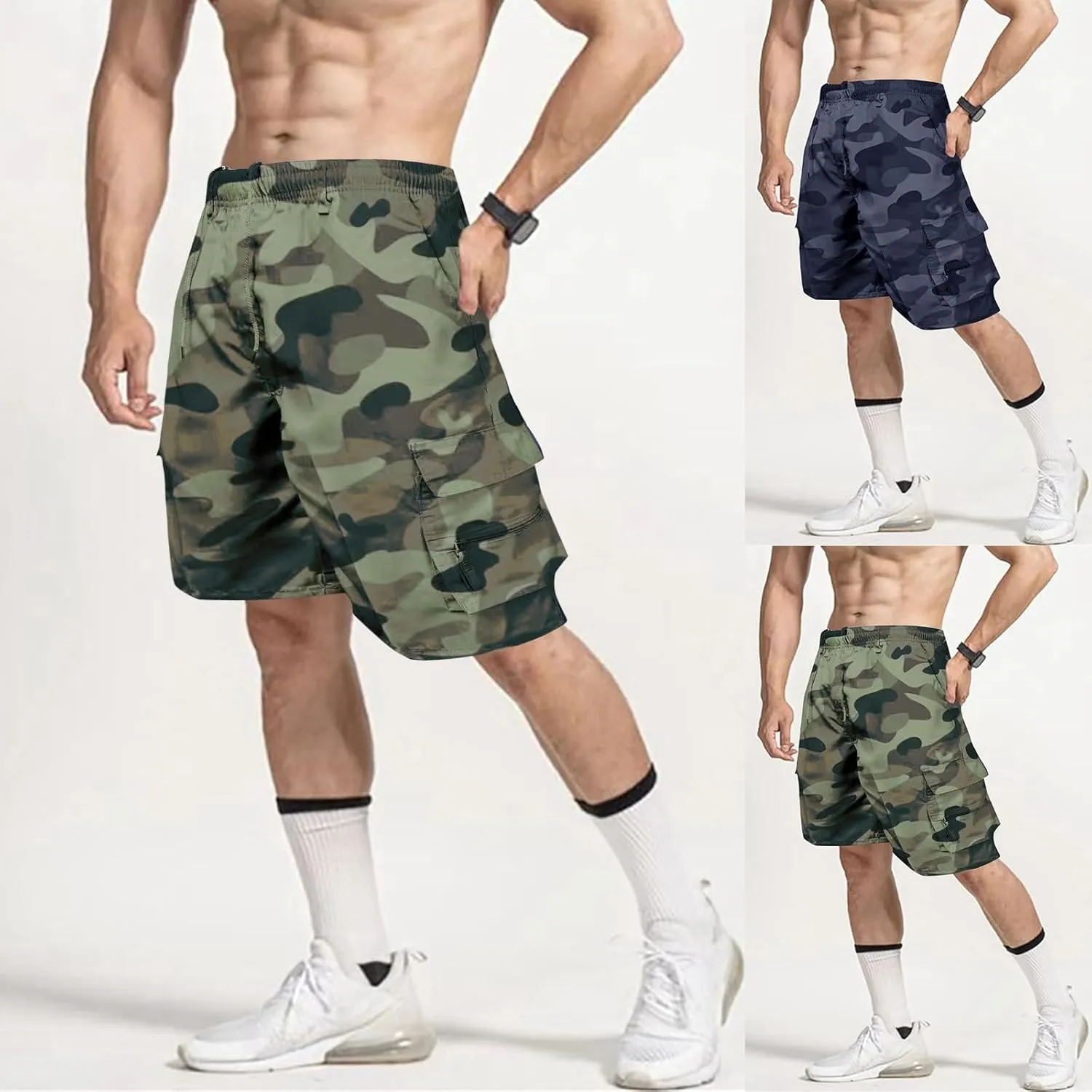 Cargo Shorts for Men Basketball Athletic Shorts Lightweight Outdoor Baggy Fit Shorts Multi Pocket Cargo Pants