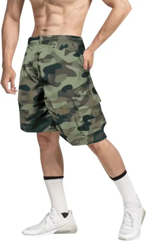 Cargo Shorts for Men Basketball Athletic Shorts Lightweight Outdoor Baggy Fit Shorts Multi Pocket Cargo Pants