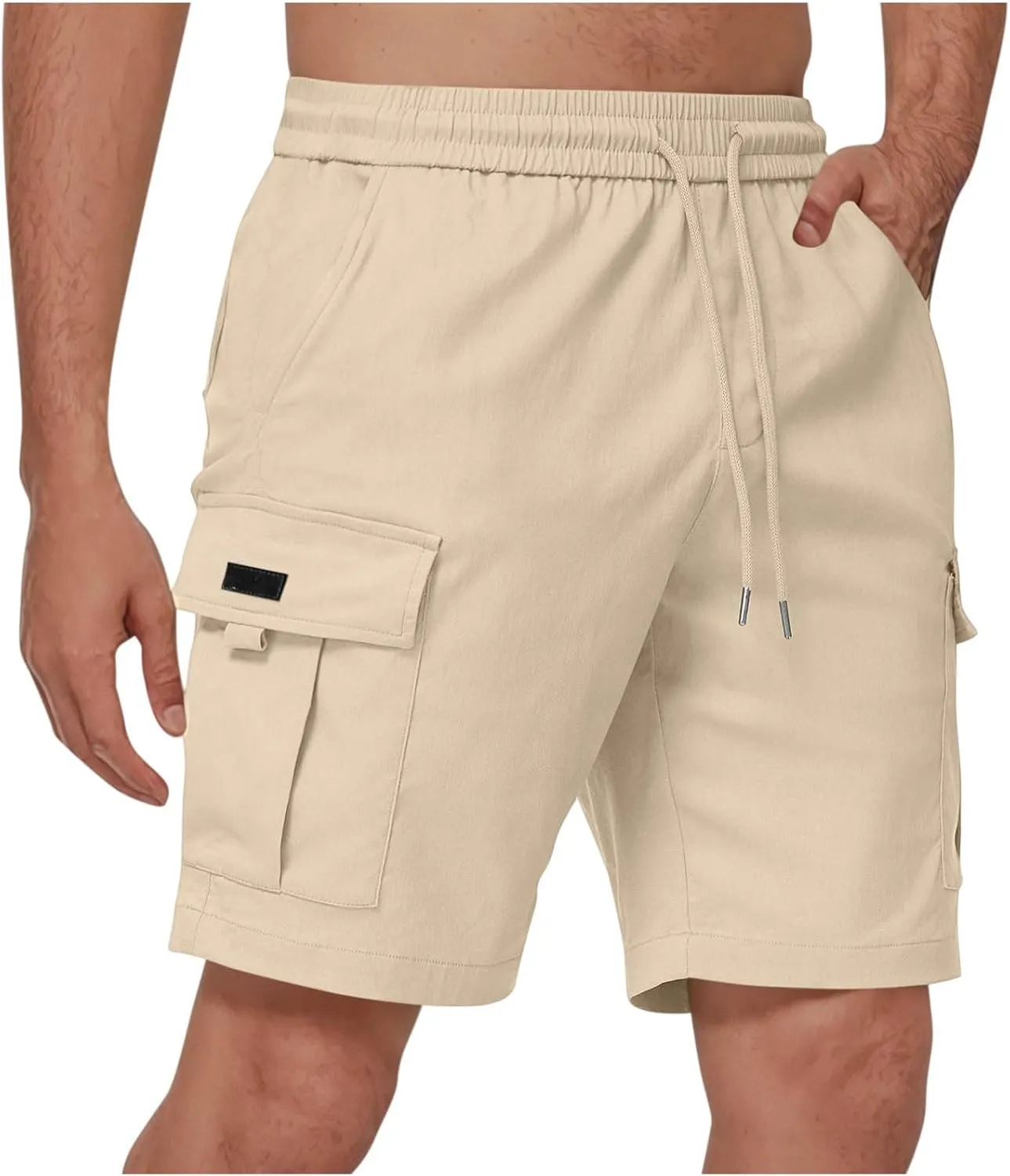 Cargo Shorts for Men Big Tall Elastic Waist Wrangler Long Cargo Shorts Casual Summer Lightweight Gym Work Short Pants