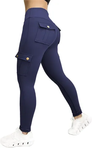 Cargo Yoga Pants for Women Scrunch Butt Lifting Leggings Tummy Control High Waisted Yoga Pants Workout Gym Tights