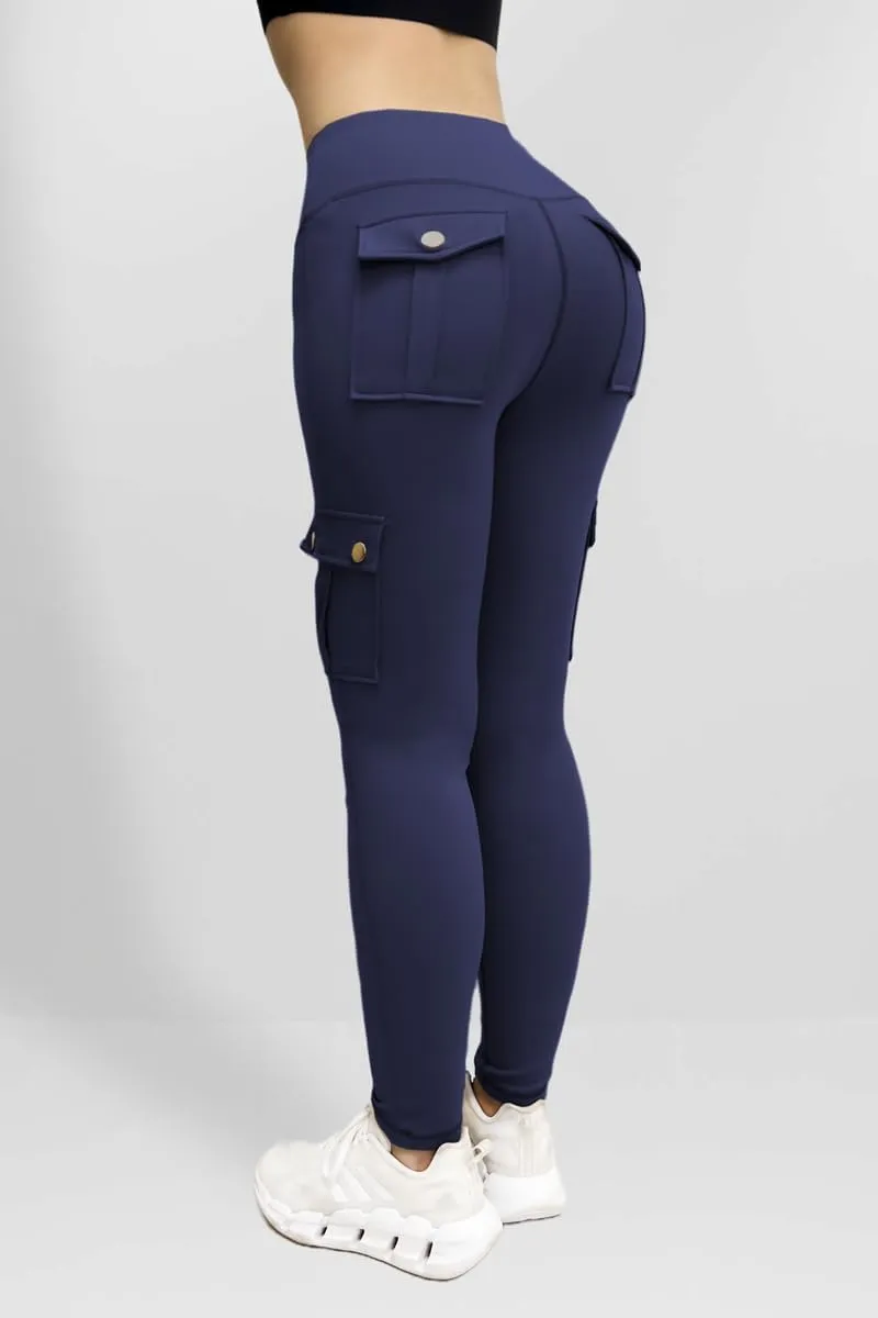 Cargo Yoga Pants for Women Scrunch Butt Lifting Leggings Tummy Control High Waisted Yoga Pants Workout Gym Tights