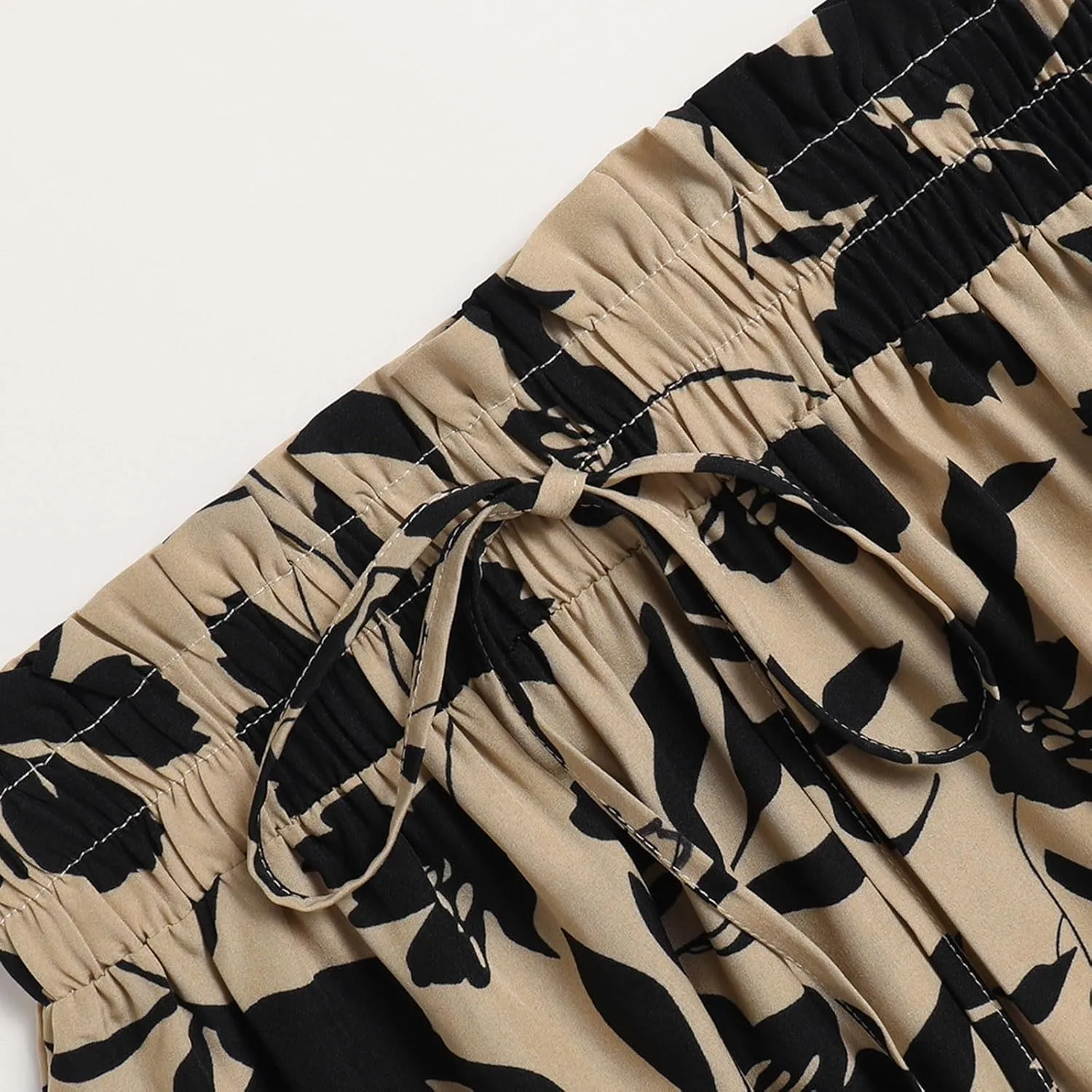 Casual Long Maxi Skirt for Women Summer Trendy Flowy Drawstring High Waist A-Line Floral Boho Skirts Versatile