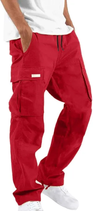 Cbcbtwo Lightweight Cargo Pants Men Multi Pockets Work Pants Stretch Elastic Waist Joggers Relaxed Fit Hiking Sweatpants