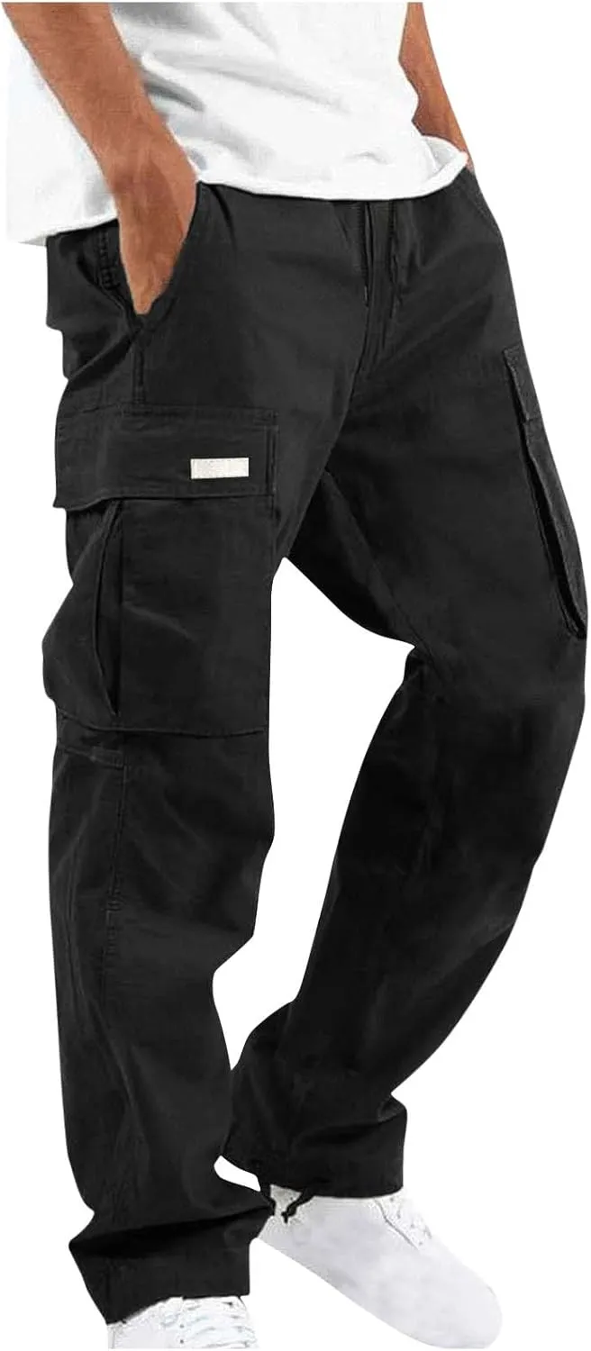 Cbcbtwo Lightweight Cargo Pants Men Multi Pockets Work Pants Stretch Elastic Waist Joggers Relaxed Fit Hiking Sweatpants