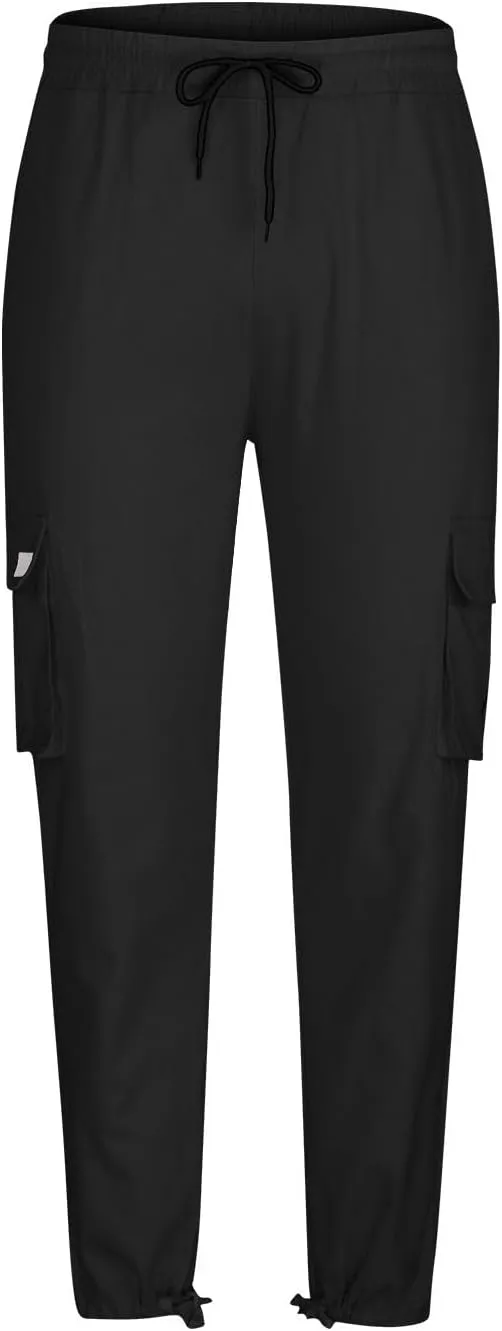 Cbcbtwo Lightweight Cargo Pants Men Multi Pockets Work Pants Stretch Elastic Waist Joggers Relaxed Fit Hiking Sweatpants