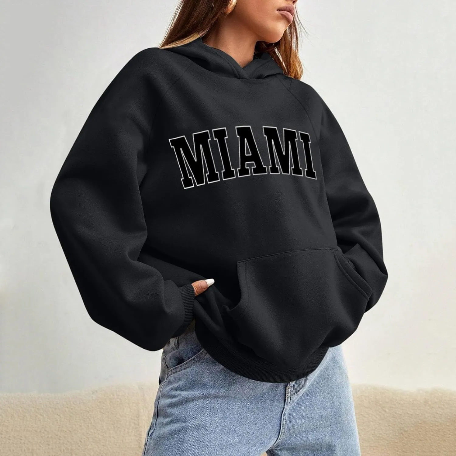 Chicago Hoodies for Women Cozy Sweatshirt Y2K Crewneck Long Sleeve Pullover Oversized Hoodie with Pockets