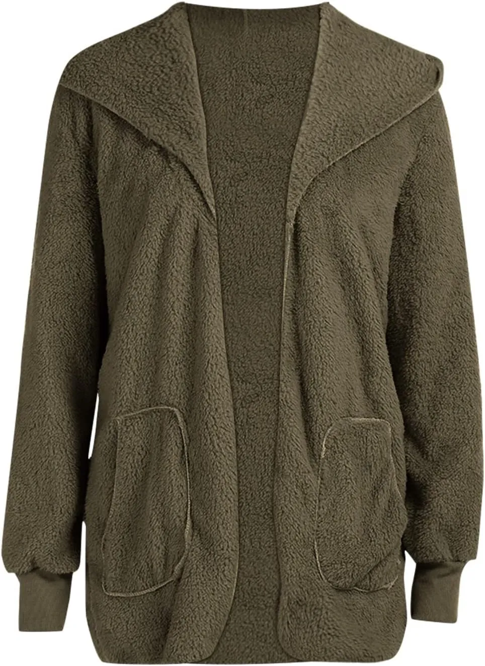 ChicCrate Womens Cardigan 2025 Winter Oversized Open Front Fleece Hooded Draped Pockets Jacket Coats