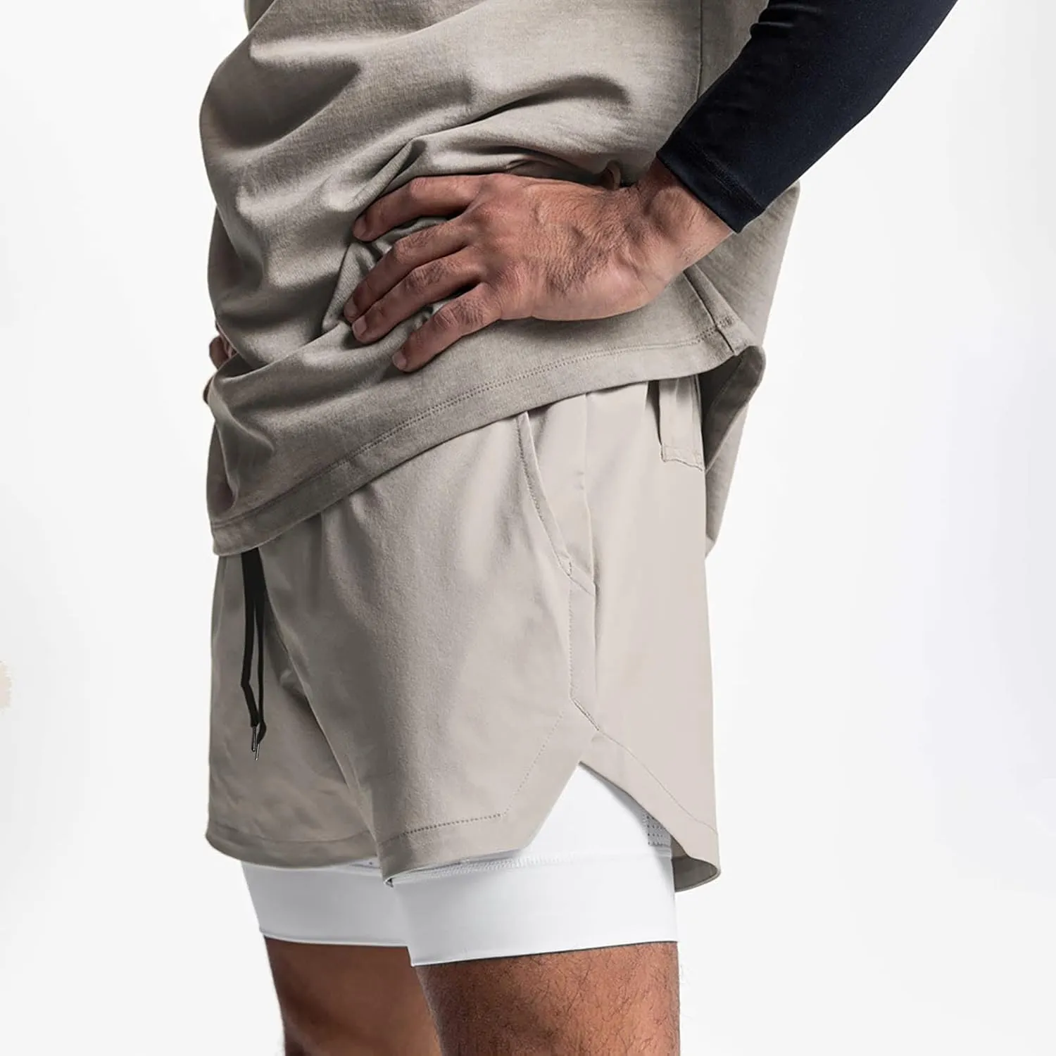 DIOTSR Mens 2 in 1 Running Workout Shorts for Men Lightweight Training Shorts Quick Dry Gym Shorts with Phone Pocket
