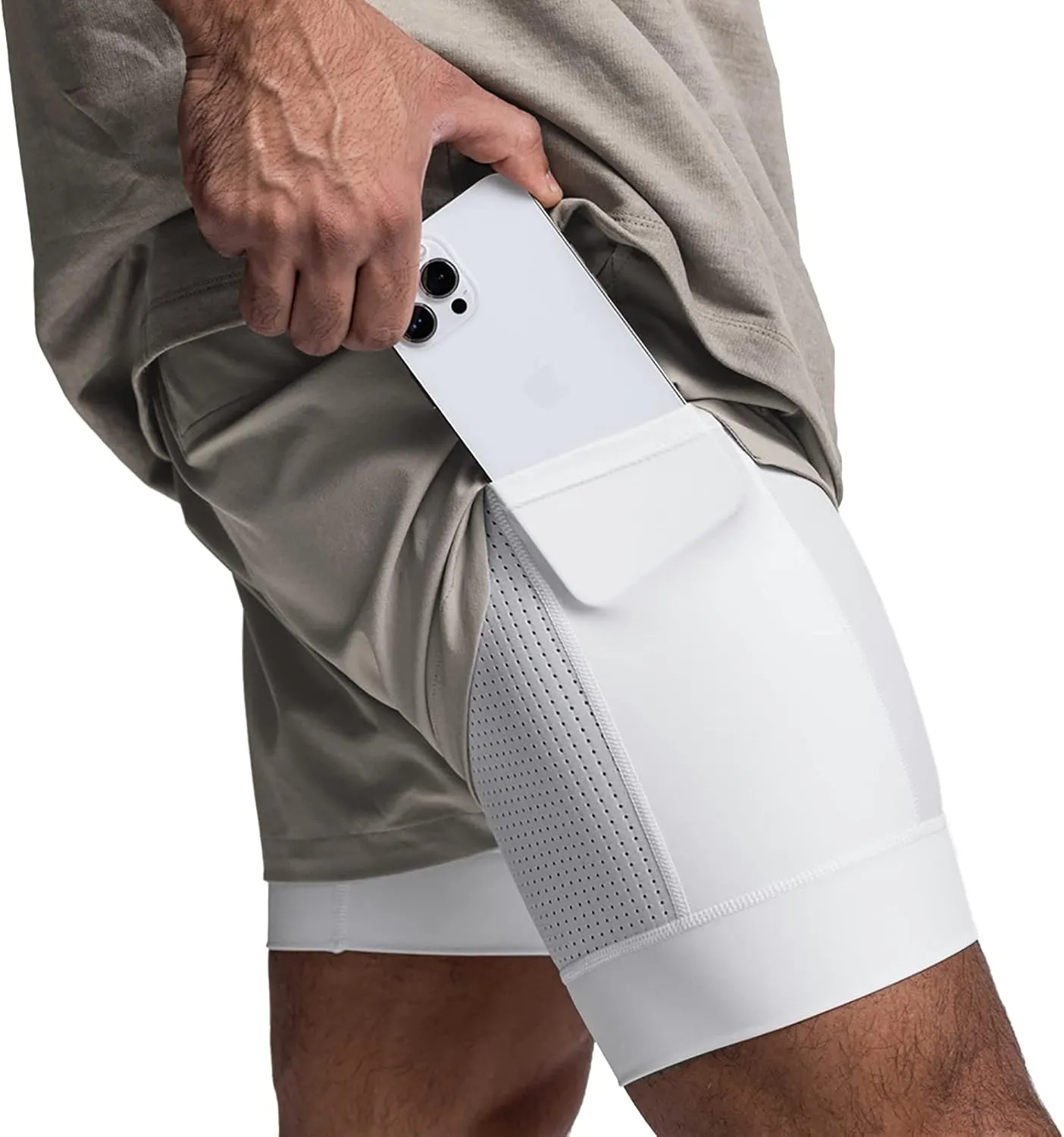 DIOTSR Mens 2 in 1 Running Workout Shorts for Men Lightweight Training Shorts Quick Dry Gym Shorts with Phone Pocket