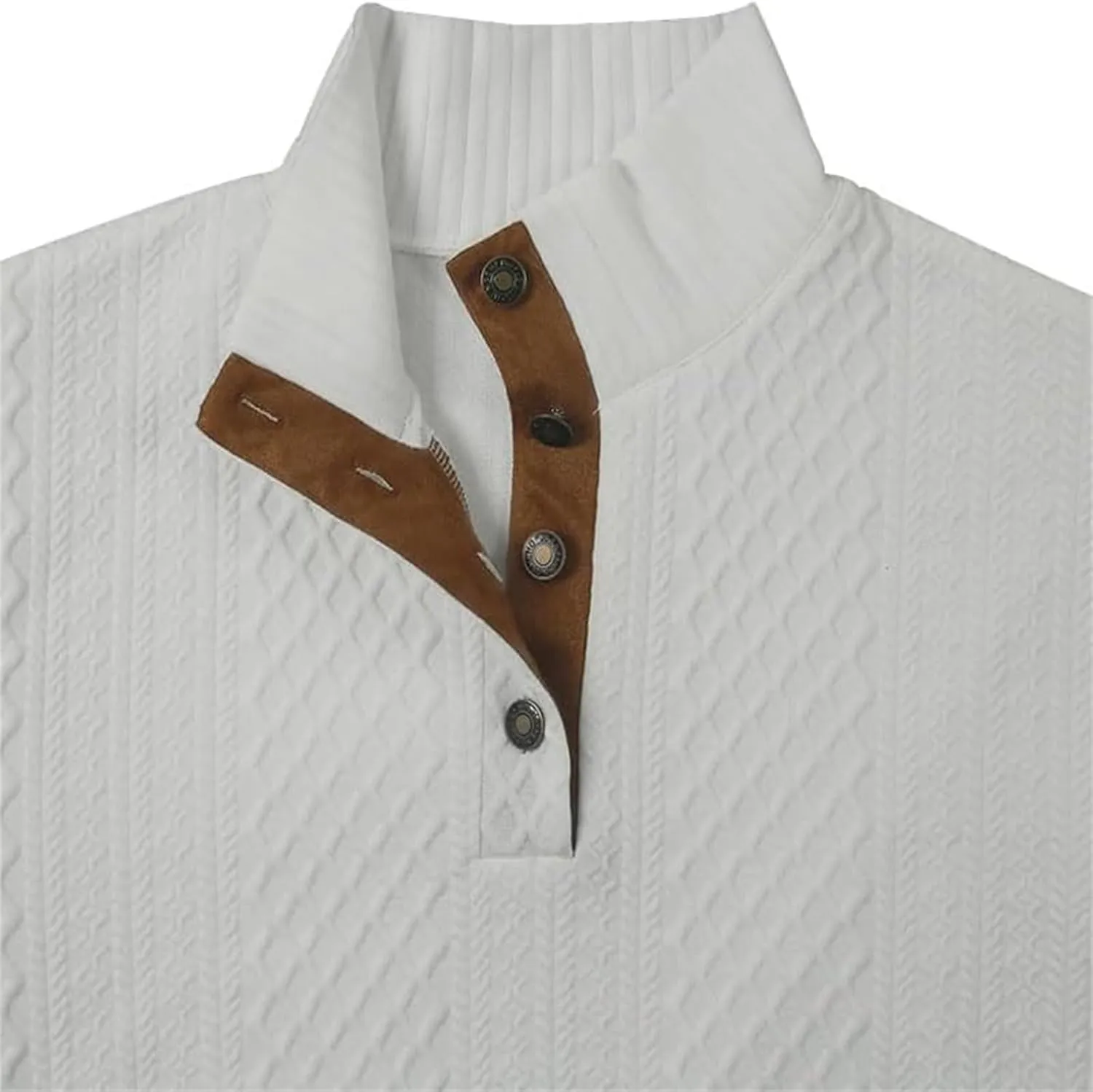 Dudlle Men's Cashmere Sweaters, Men's Outdoor Casual Stand Cashmere Button Long Sleeve Sweater, Pullover Collar Sweater