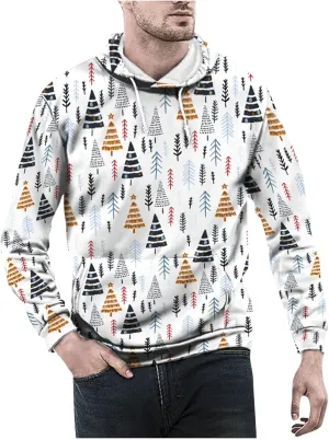 DuDubaby Ugly Christmas Hoodie Men Christmas Vintage Print Autumn Winter Long Sleeve Hoodie Hoodie Top Sweater Hooded Jacket