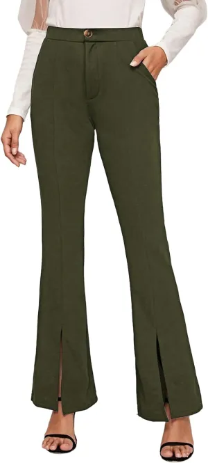 EVALESS Womens Dress Pants 2024 Fashion High Waisted Casual Flare Pants Slim Stretch Business Work Pants