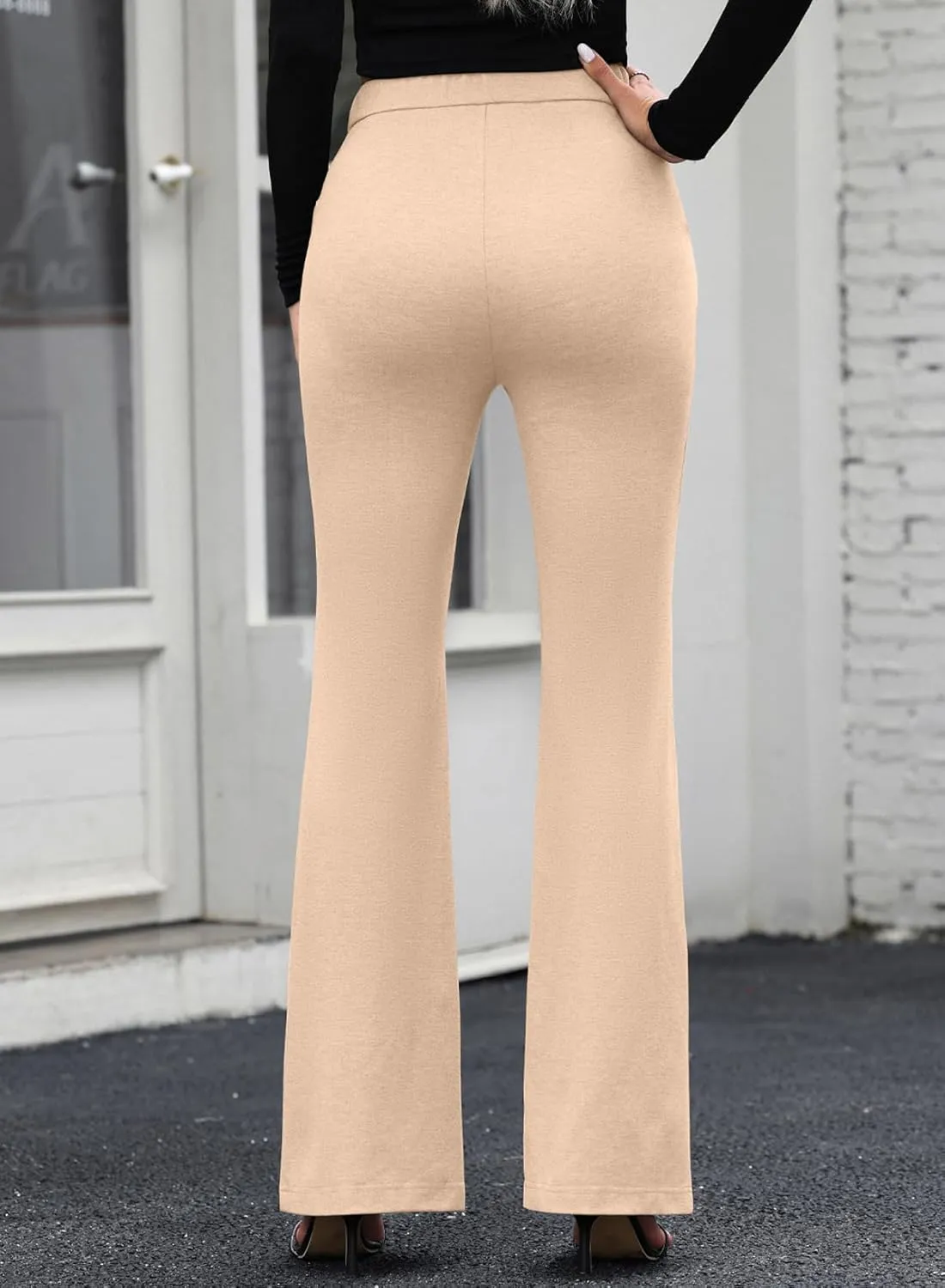 EVALESS Womens Dress Pants 2024 Fashion High Waisted Casual Flare Pants Slim Stretch Business Work Pants