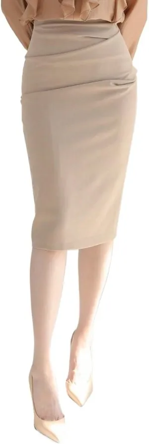 Fashion Beach Skirt Solid Ruched Pencil Midi Skirt