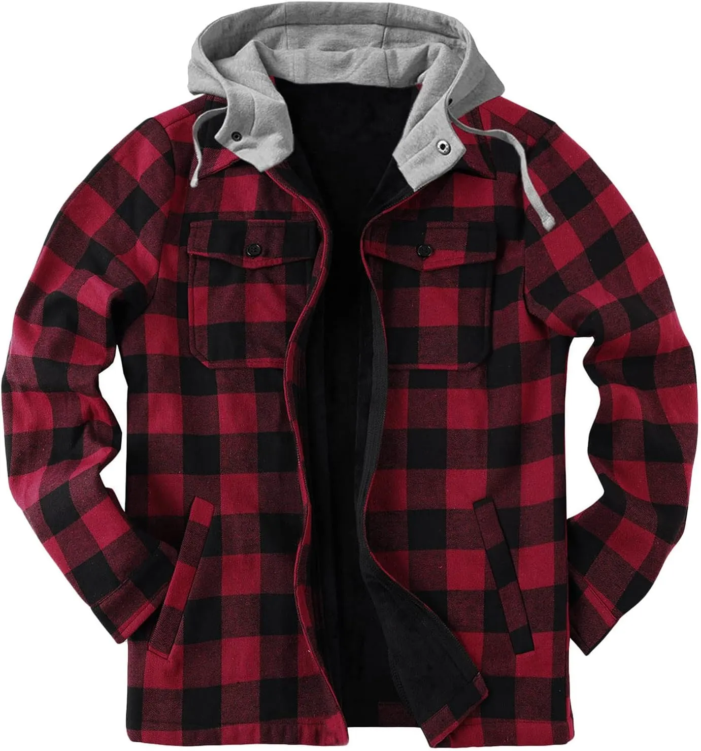 Flannel Jackets for Men Big and Tall Design Plaid Shirt Jacket Relaxed Fit Thicken Warm Sweatshirt Cozy Soft Outwear
