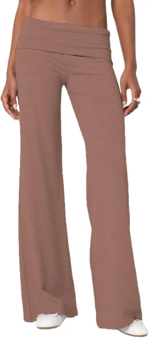 Flare Wide Leg Sweatpants Women Elastic Waist Stripe Ribbed Sweatpants Baggy Yoga Pants Lounge Pajama Flowy Pants