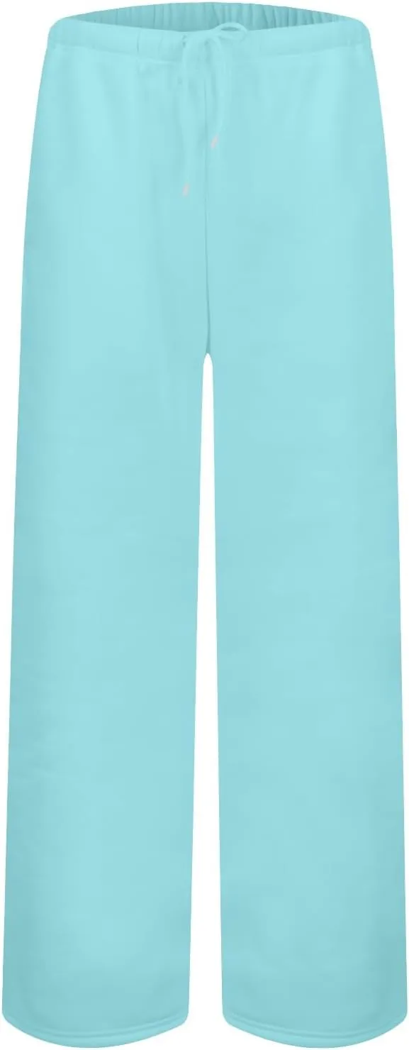 Fleece Lined Sweatpants Women Baggy High Waisted Straight Leg Trousers Drawstring Winter Warm Athletic Joggers