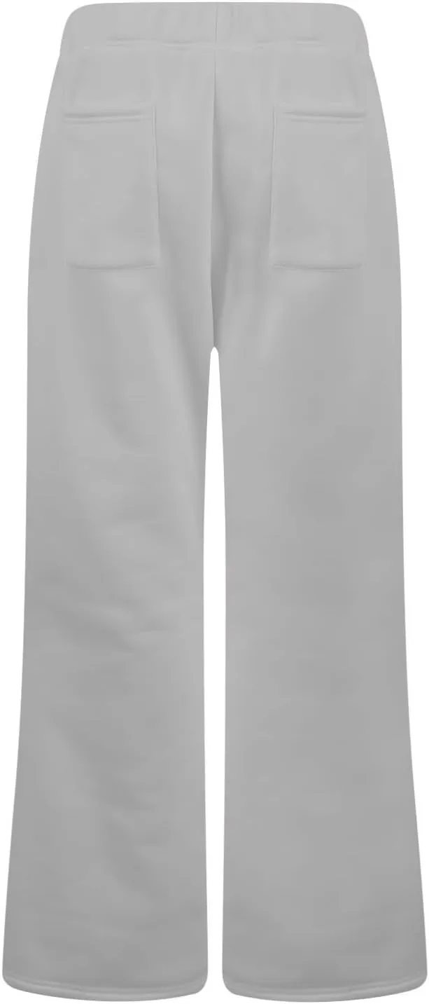 Fleece Lined Sweatpants Women Y2k Flare Wide Leg Yoga Pants with Pockets Loose Fit Elastic High Waisted Track Pants