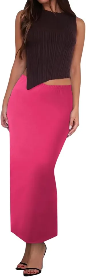 Floral Skirts for Women with Slit High Elastic Waist Casual Trendy Slim Fit Stretchy Long Pencil Skirts Streetwear