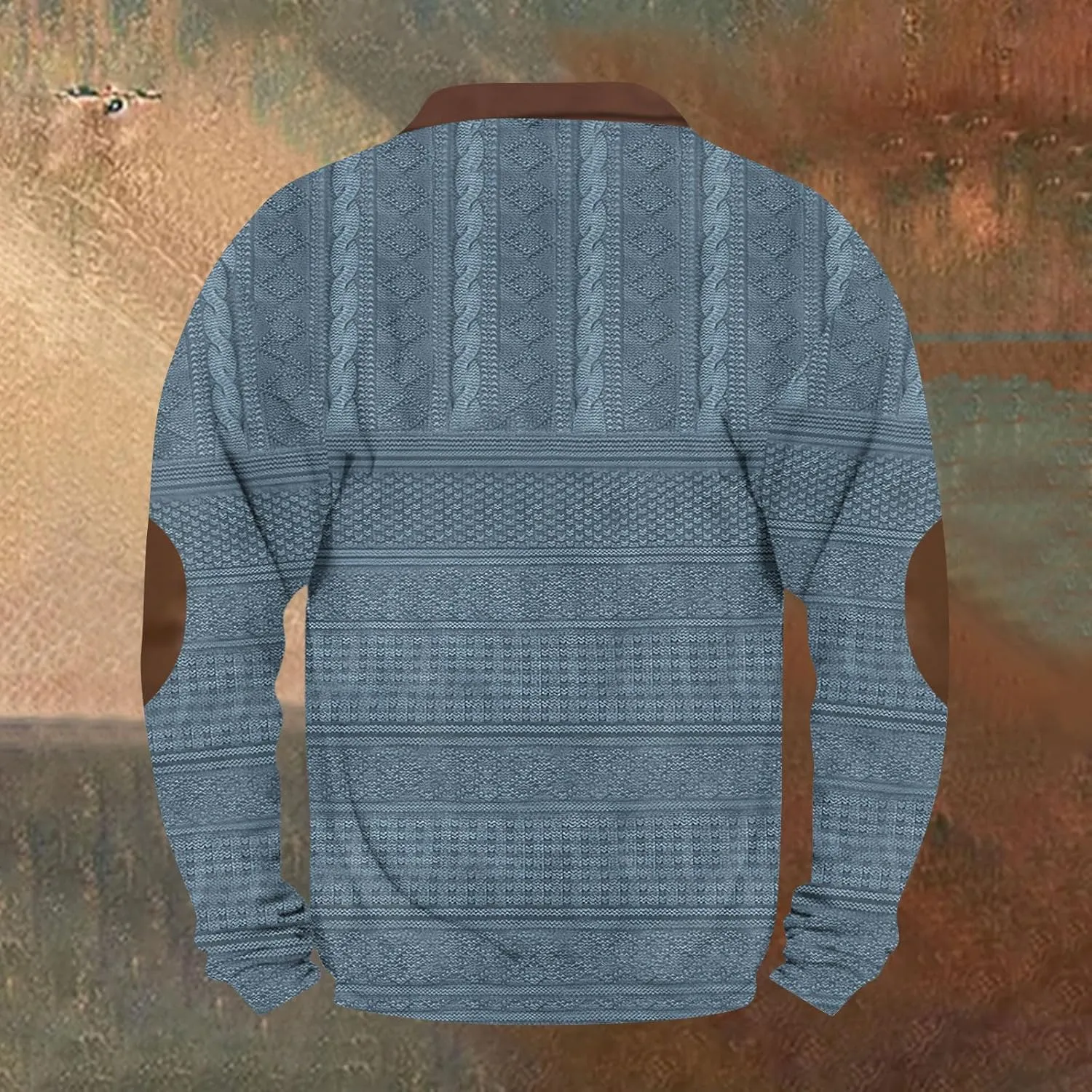 FONMA Men's Western Sweatshirts Fall Winter Knit Printed 1/4 Zip-Up Sweatshirt Casual Loose Fit Athletic Shirt