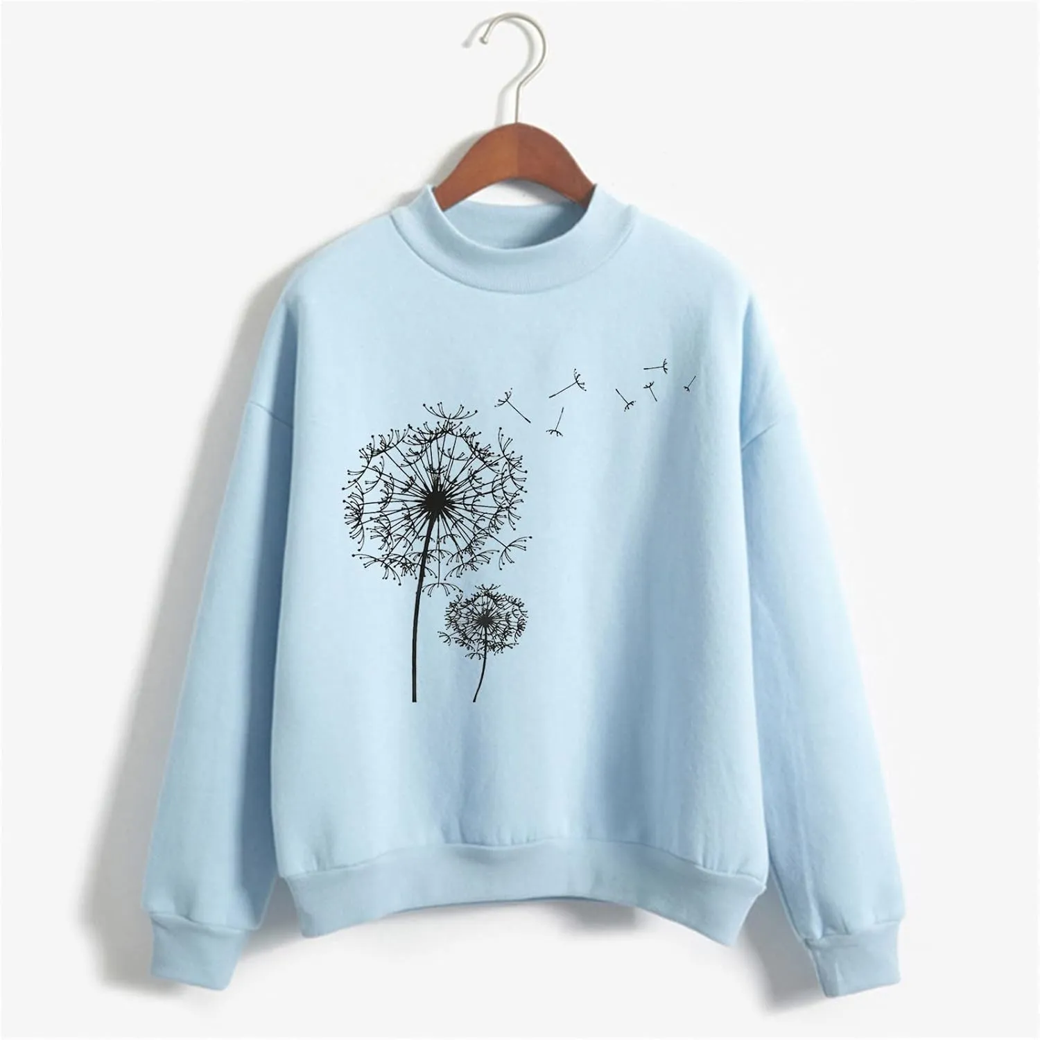 GIERIDUC Women's Casual Fashion Sweatshirts Oversized 2024 Fall Winter Long Sleeve Dandelion Printed Crew Neck Pullover Tops