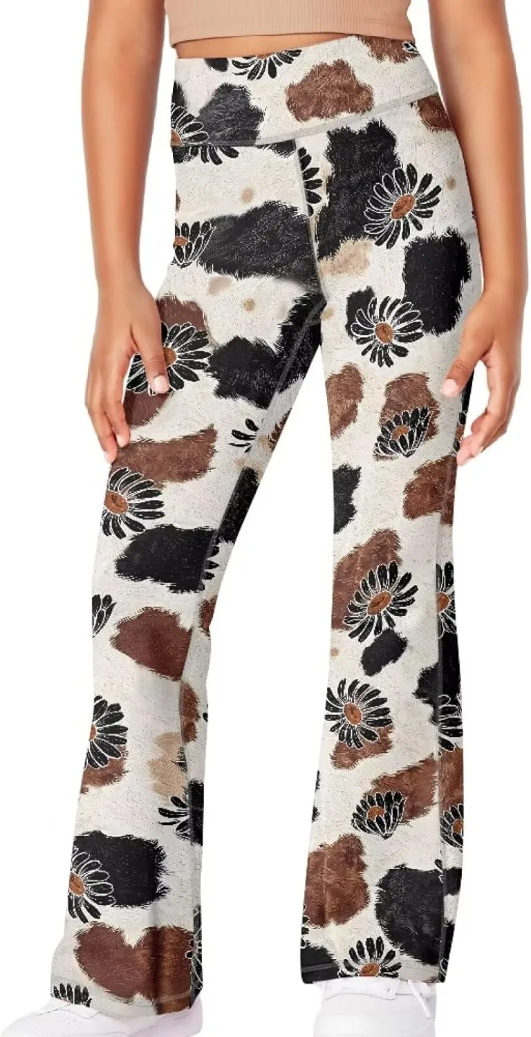 Girls Flare Leggings Elastic Yoga Pants Bell Bottoms Athletic Pants