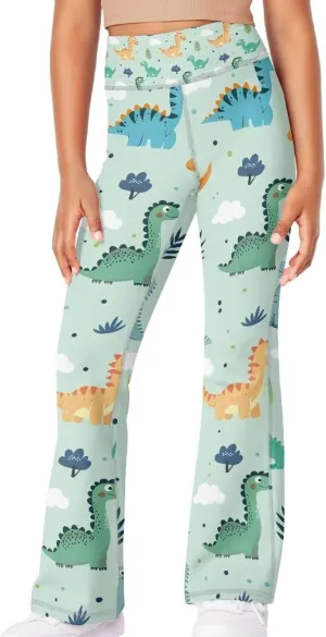 Girls Flare Leggings Elastic Yoga Pants Bell Bottoms Athletic Pants