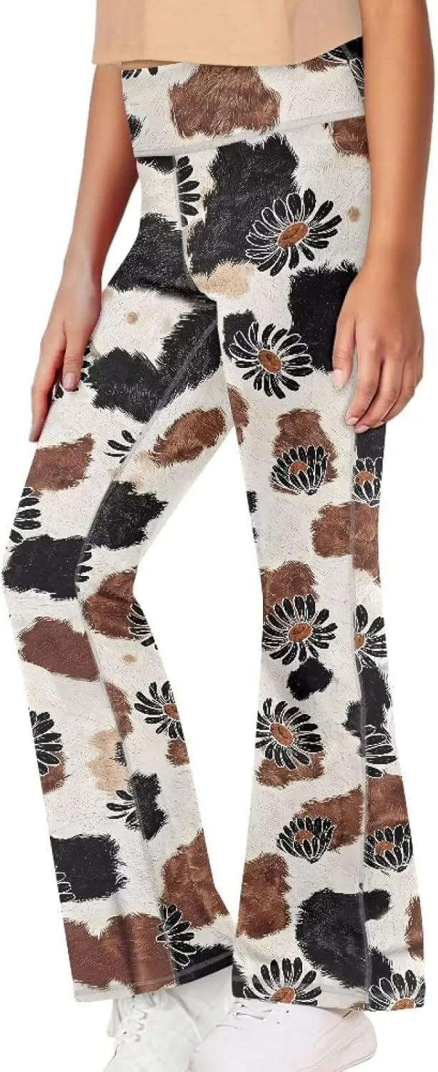 Girls Flare Leggings Elastic Yoga Pants Bell Bottoms Athletic Pants