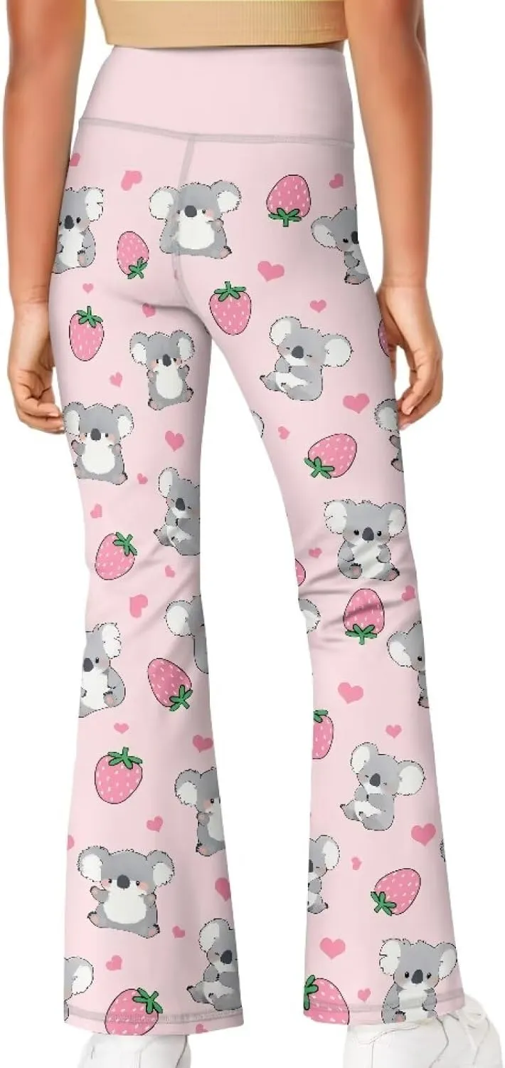 Girls Flare Leggings Elastic Yoga Pants Bell Bottoms Athletic Pants