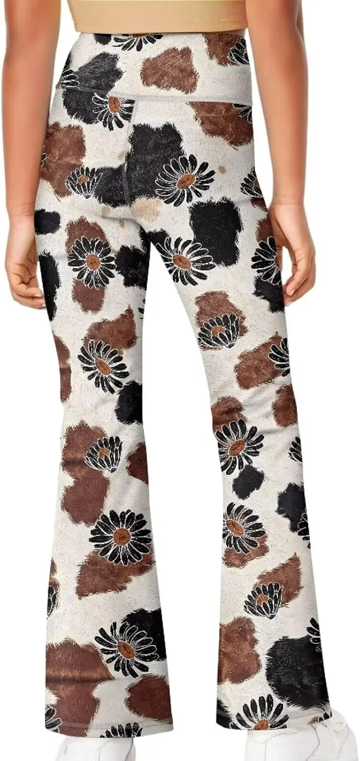 Girls Flare Leggings Elastic Yoga Pants Bell Bottoms Athletic Pants
