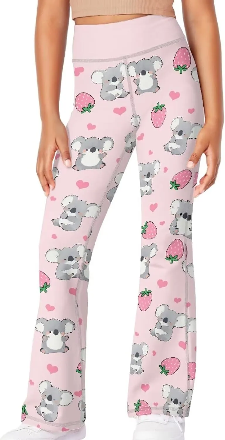 Girls Flare Leggings Elastic Yoga Pants Bell Bottoms Athletic Pants