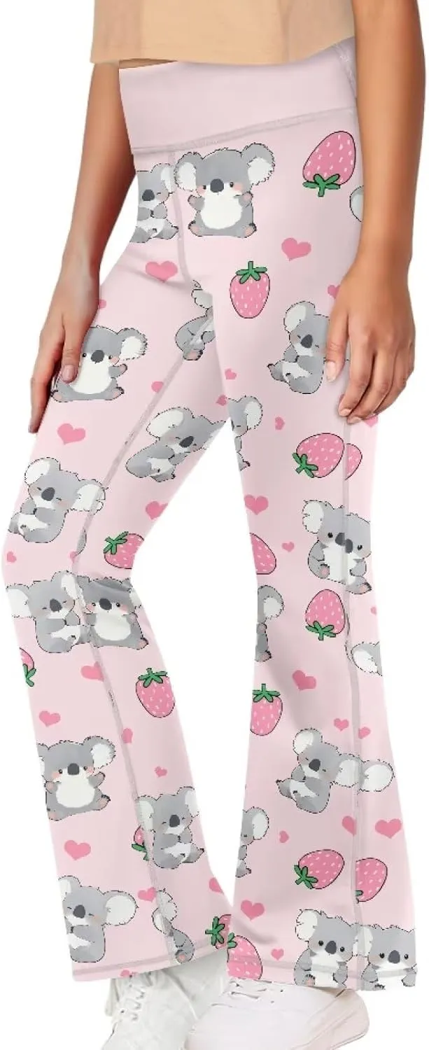 Girls Flare Leggings Elastic Yoga Pants Bell Bottoms Athletic Pants