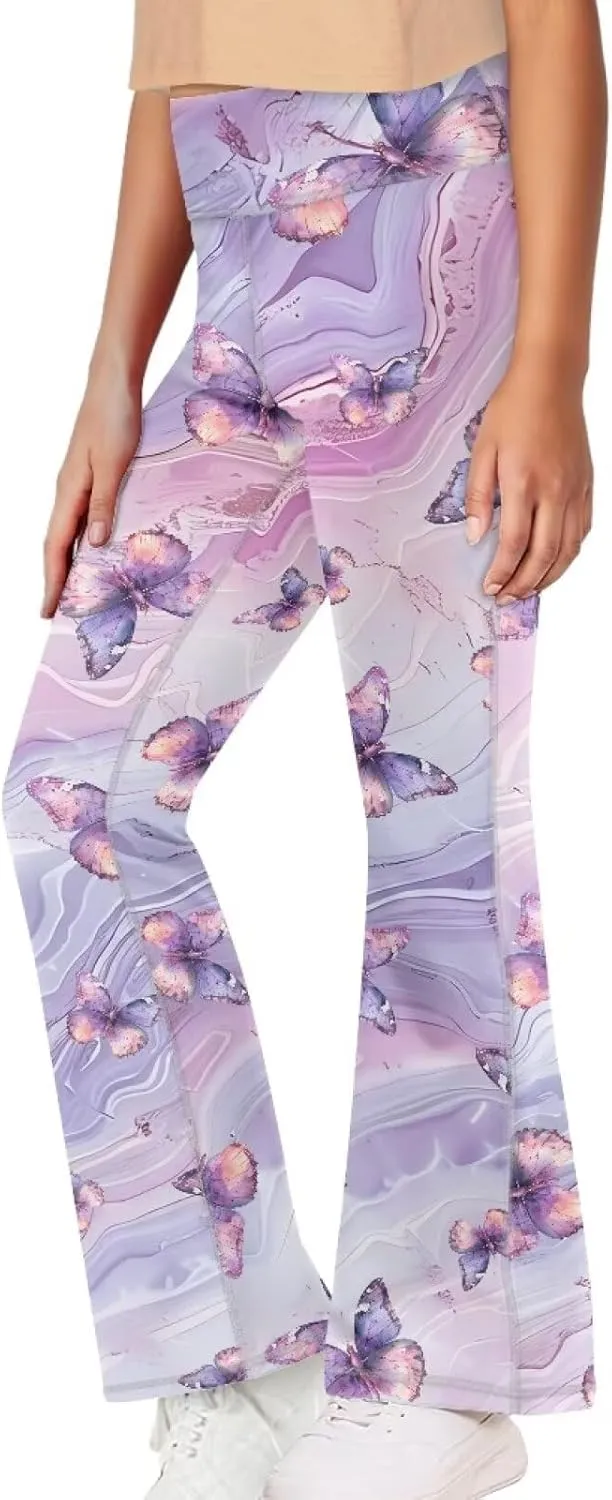 Girls Flare Leggings Elastic Yoga Pants Bell Bottoms Athletic Pants