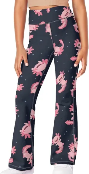 Girls Leggings Floral Print High-Waisted Flared Pants 5-14 Years