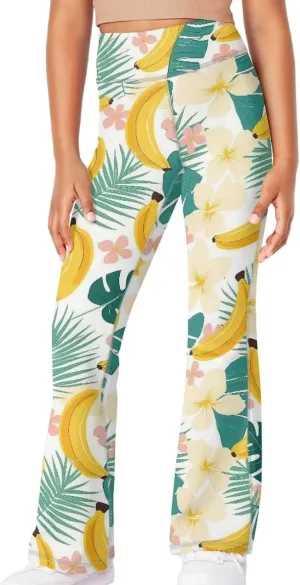 Girls Leggings Floral Print High-Waisted Flared Pants 5-14 Years