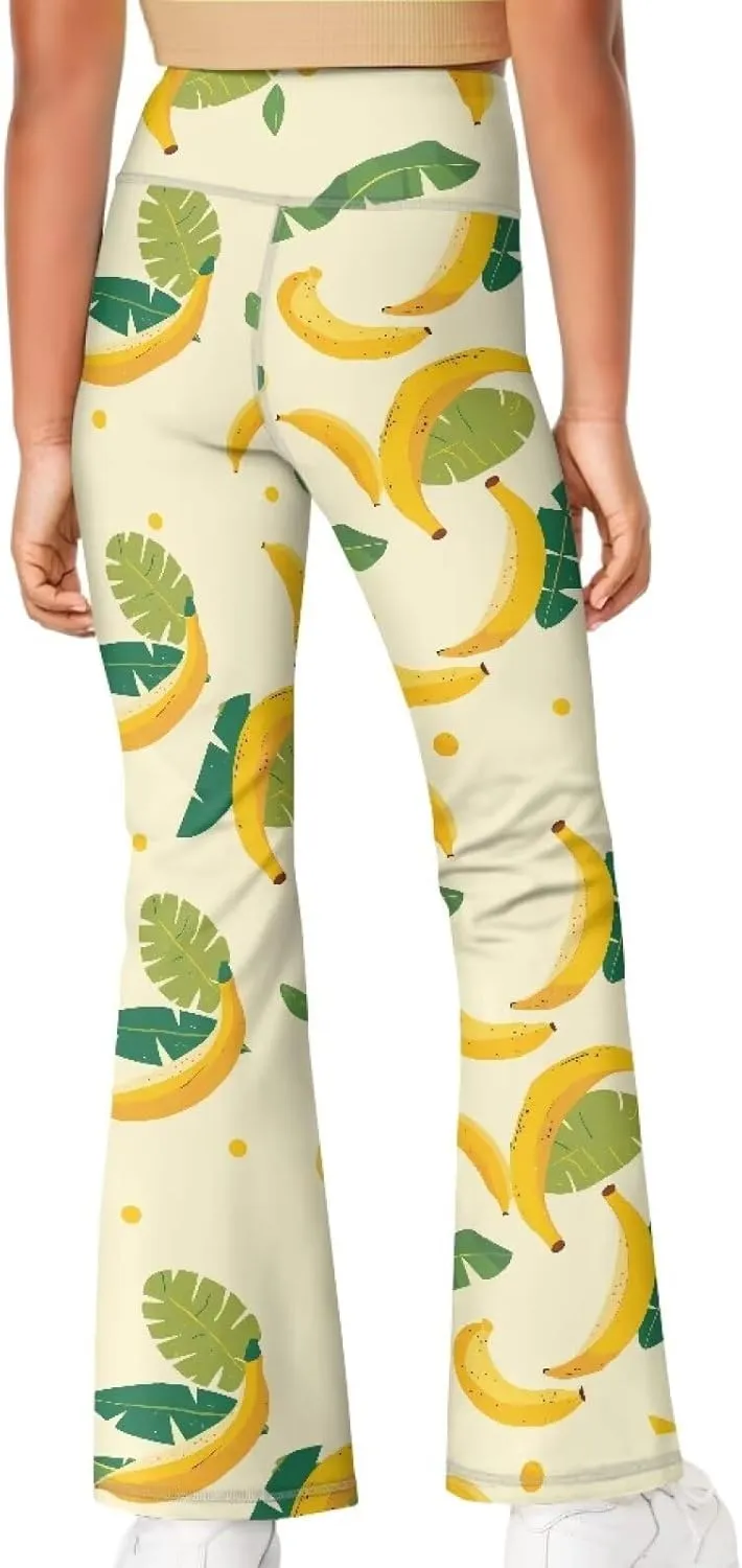 Girls Leggings Floral Print High-Waisted Flared Pants 5-14 Years